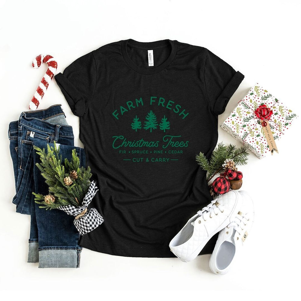 Farm Fresh Christmas Trees Short Sleeve Crewnneck Tee