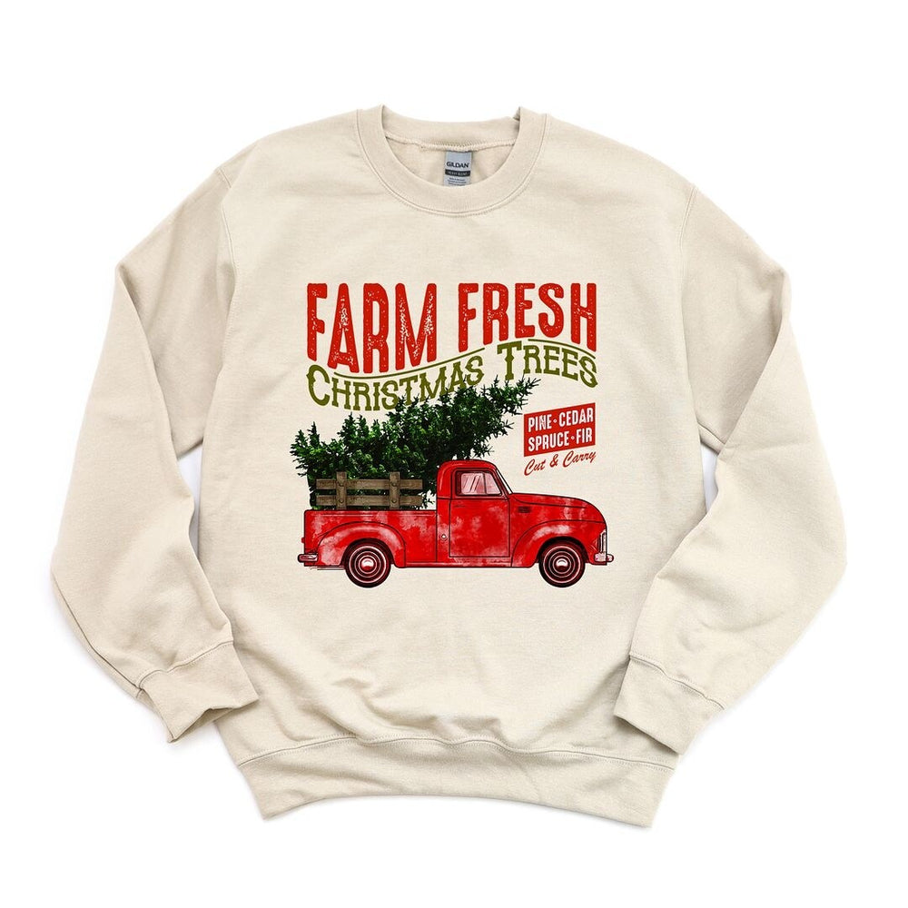 Farm Fresh Christmas Trees Truck Graphic Sweatshirt