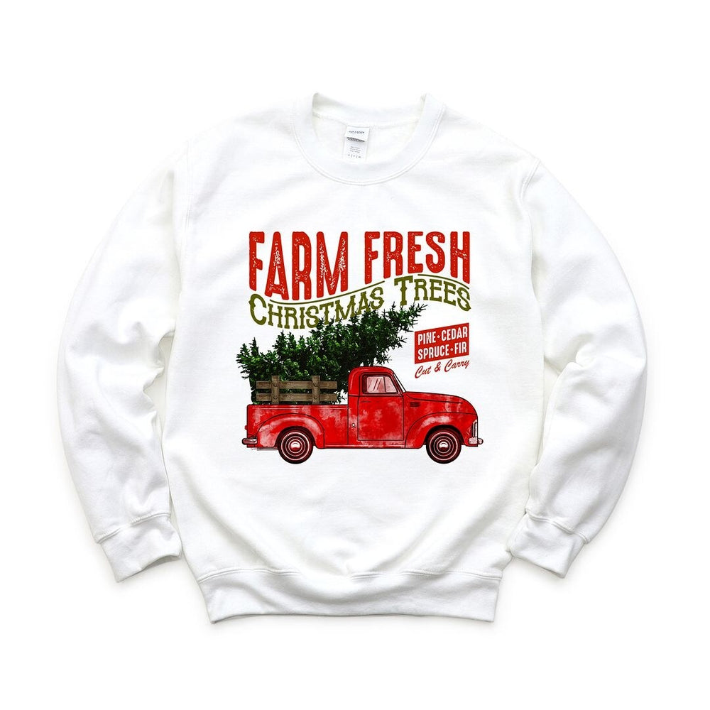 Farm Fresh Christmas Trees Truck Graphic Sweatshirt