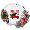 Farm Fresh Christmas Trees Truck Short Sleeve Crewnneck Tee