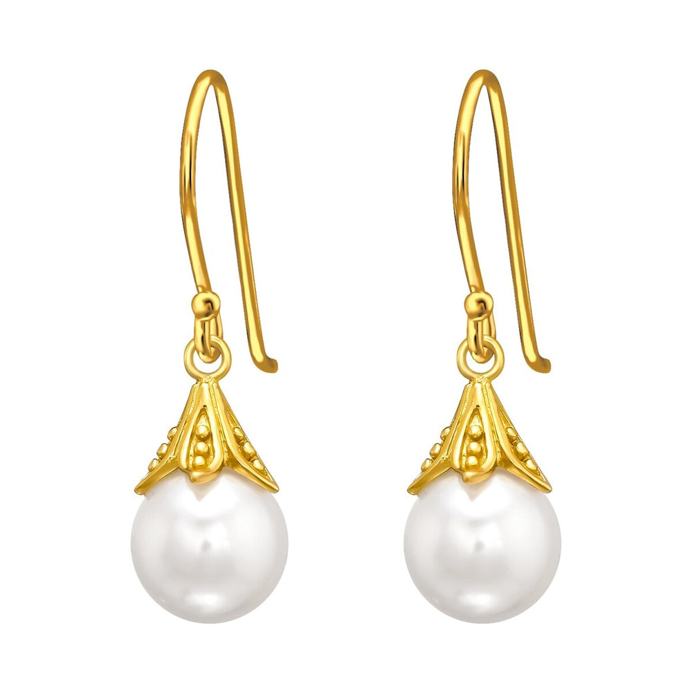 Faux Pearl & Sterling Silver 18k Gold-Plated Drop Earrings