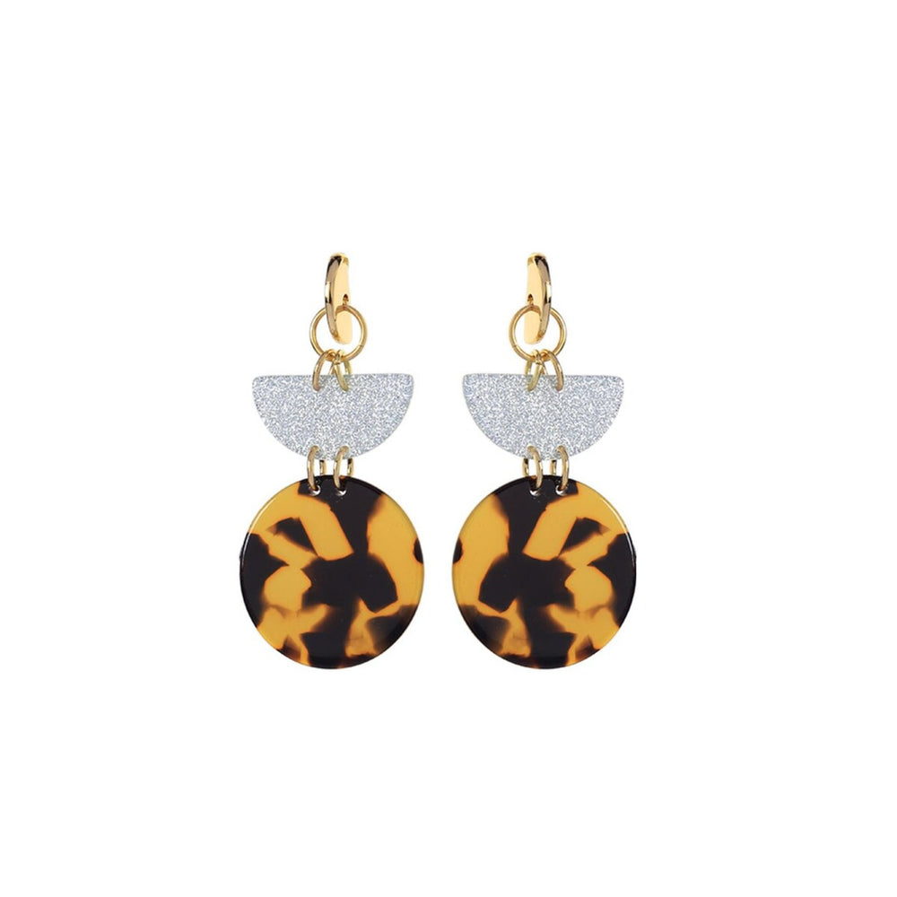 Faux Tortoise Shell Circular Drop Earrings