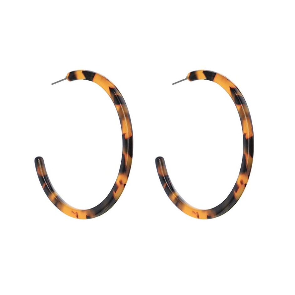 Faux Tortoise Shell Hoop Earrings