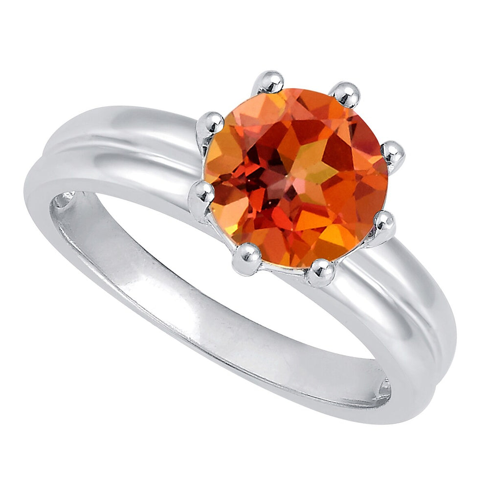 Fire Topaz Sterling Silver Soiltaire Ring