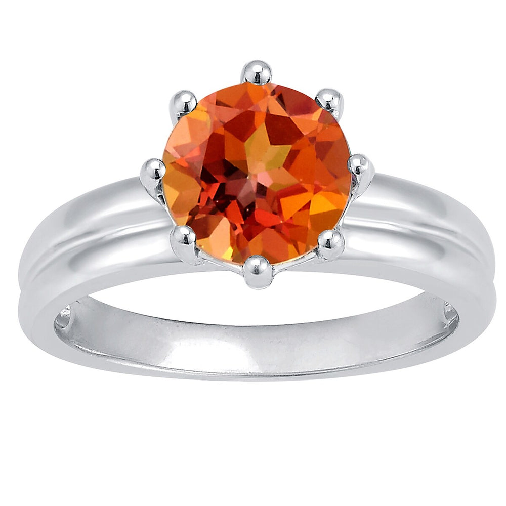 Fire Topaz Sterling Silver Soiltaire Ring