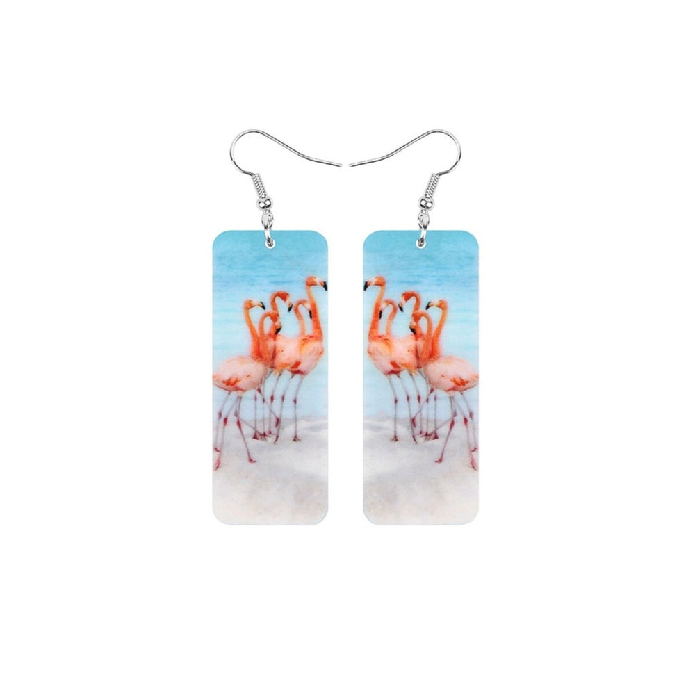 Flamingos On The Beach Drop Earrings