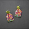 Floral Arched Clay Drop Earrings