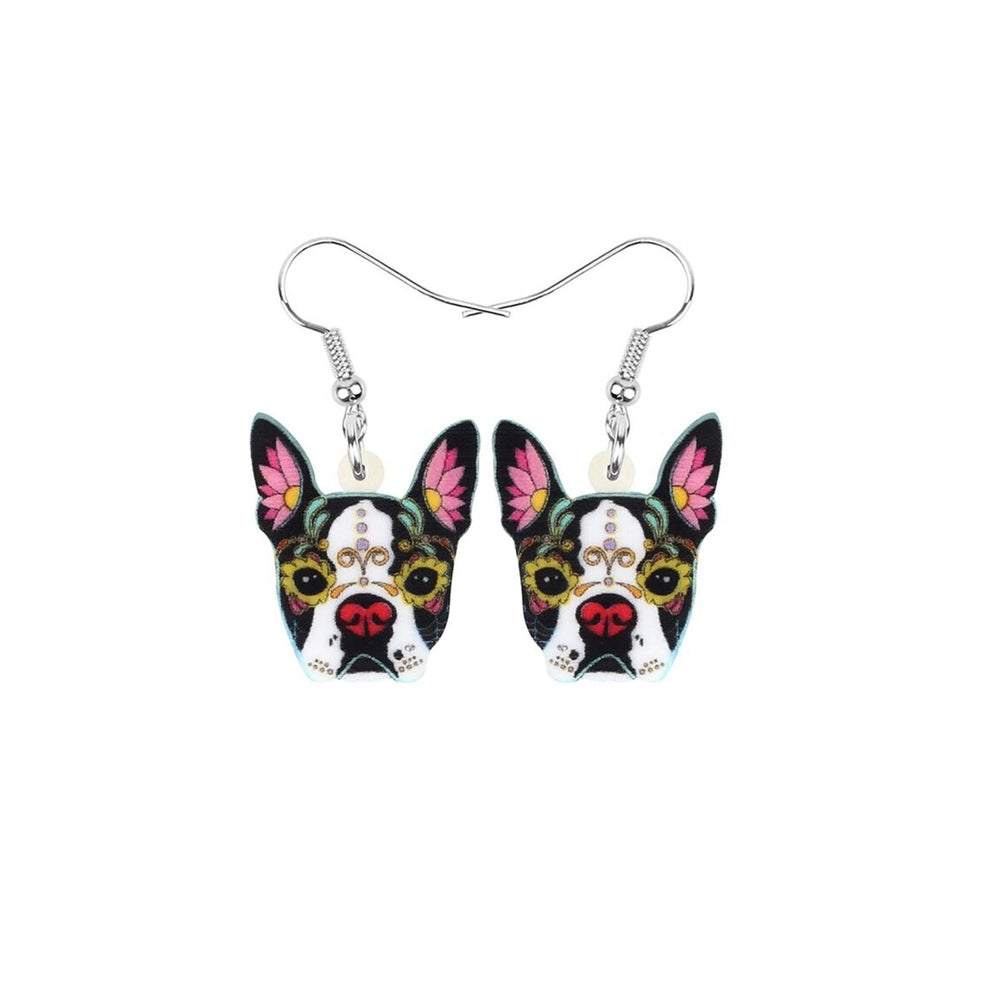 Floral Dog Drop Earrings