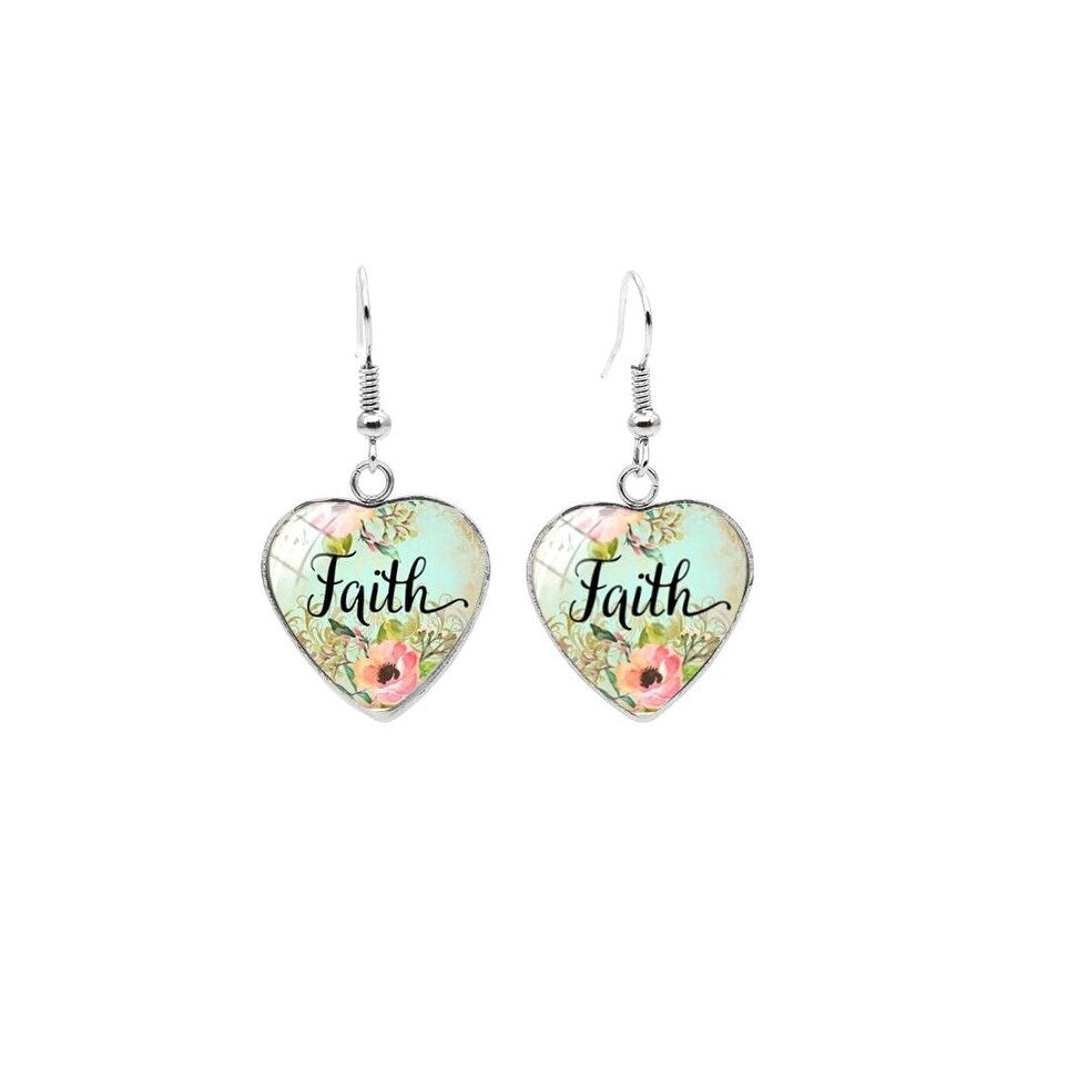 Floral Faith Heart Drop Earrings