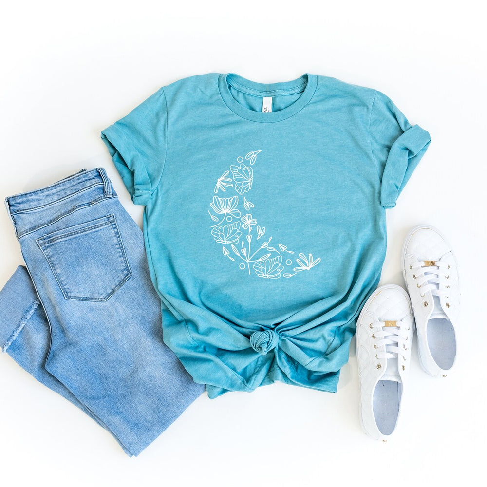 Floral Moon Short Sleeve Crewnneck Tee