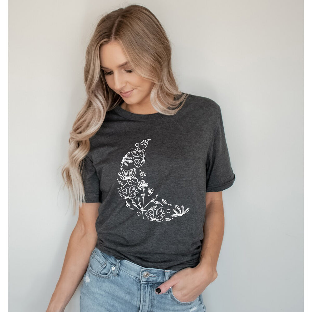 Floral Moon Short Sleeve Crewnneck Tee