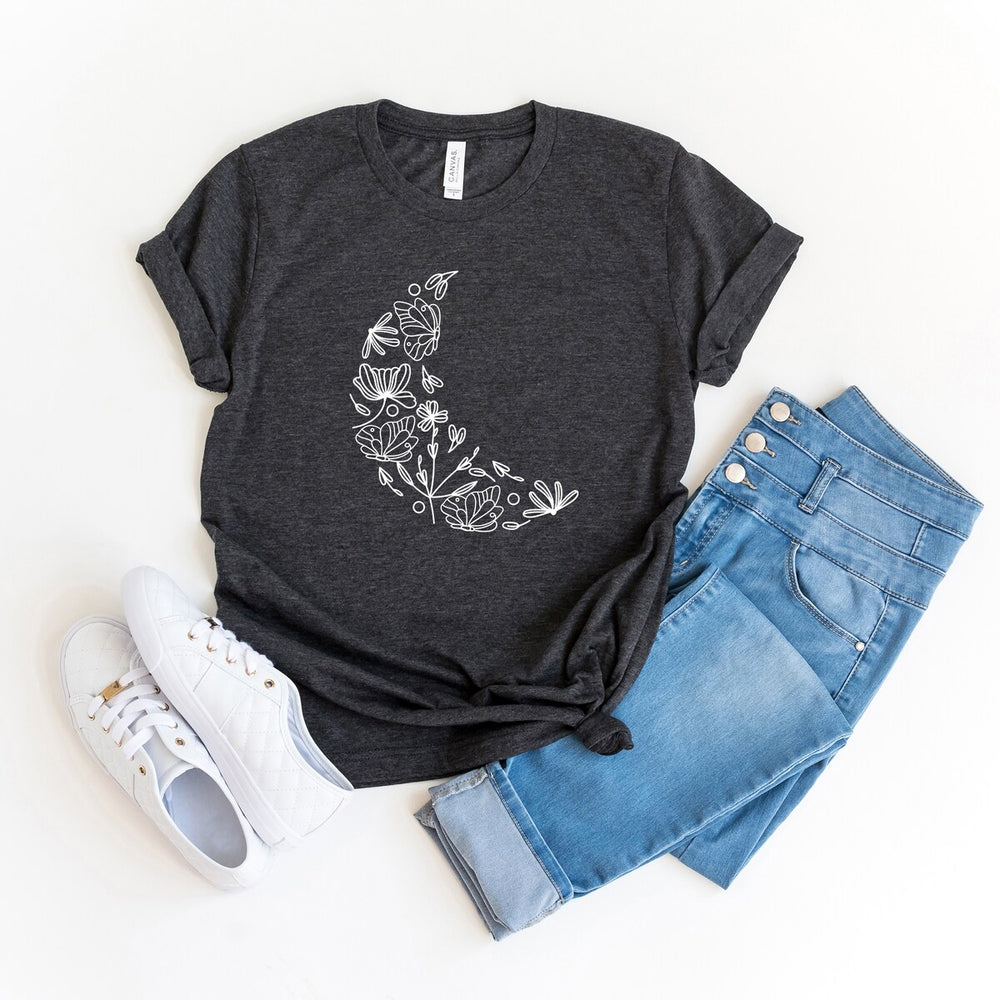 Floral Moon Short Sleeve Crewnneck Tee