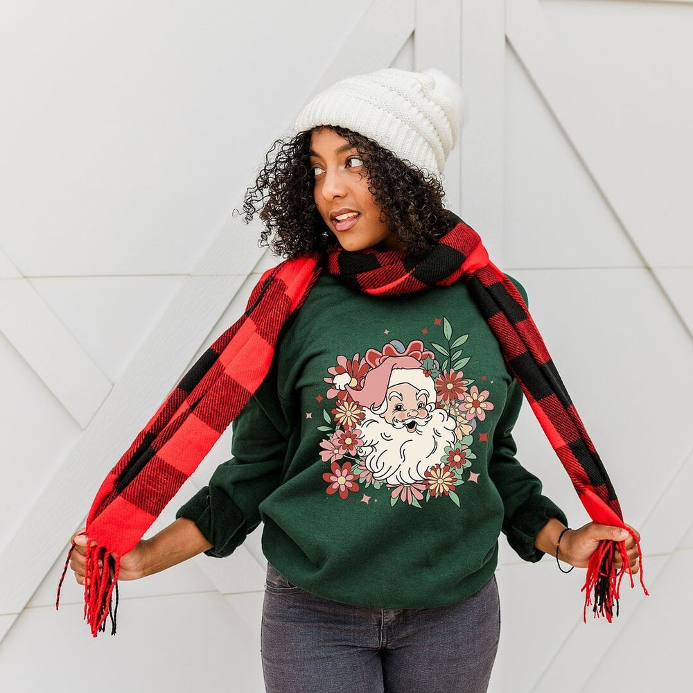 Floral Santa Graphic Sweatshirt