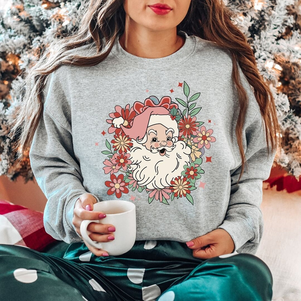 Floral Santa Graphic Sweatshirt