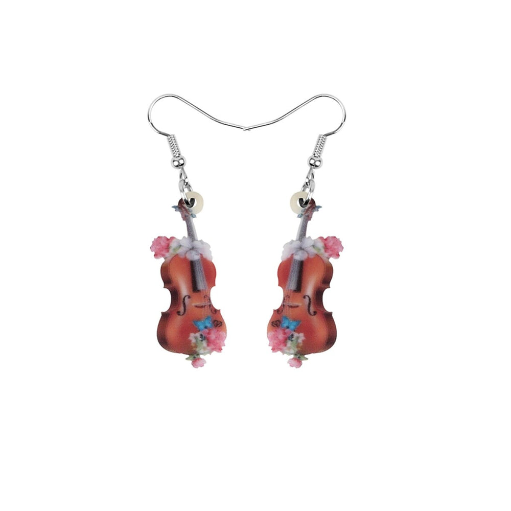 Floral Violin Drop Earrings