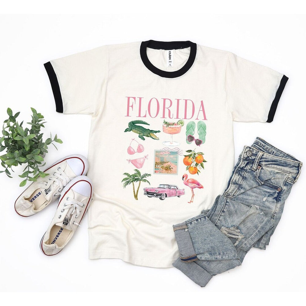 Florida Vacation Collage Ringer Tee