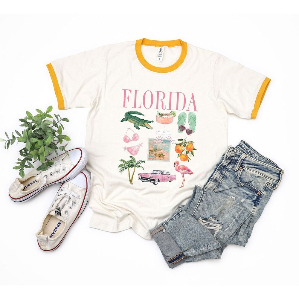 Florida Vacation Collage Ringer Tee