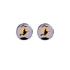 Flying Witch With Bats Multi Colored Floral Rectangular Drop Earrings