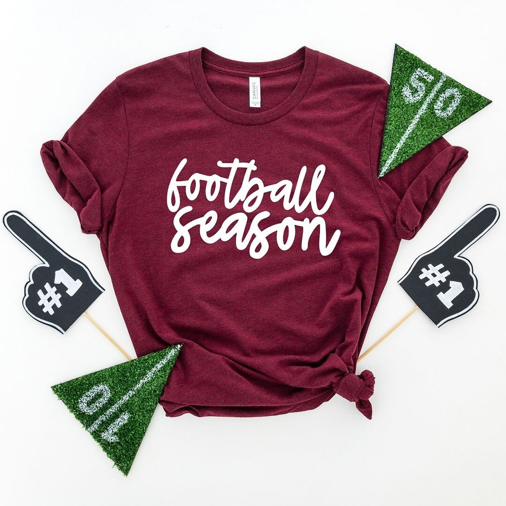 Football Season Cursive Short Sleeve Crewnneck Tee