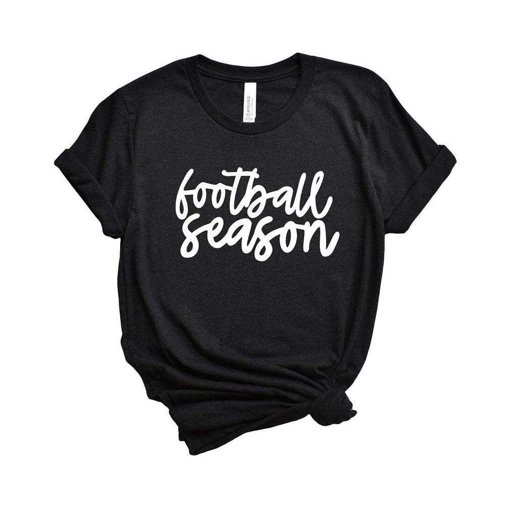 Football Season Cursive Short Sleeve Crewnneck Tee