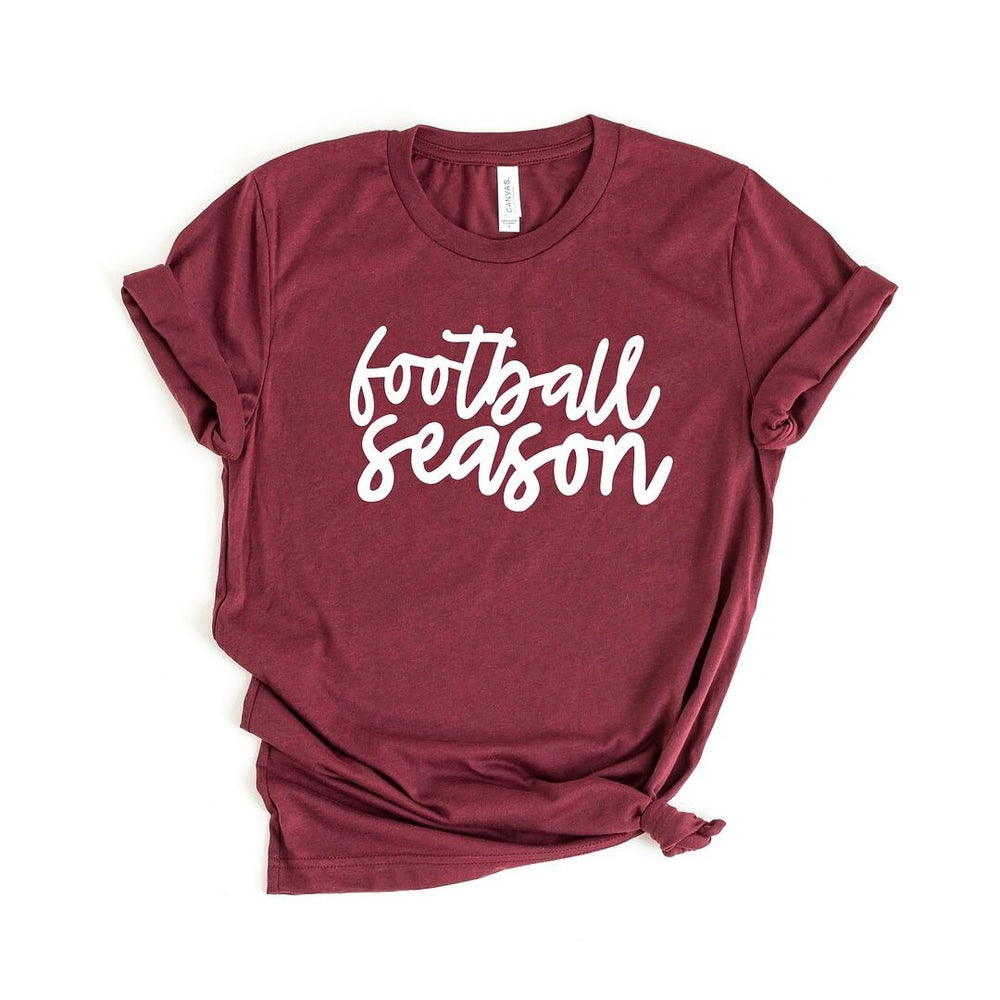 Football Season Cursive Short Sleeve Crewnneck Tee