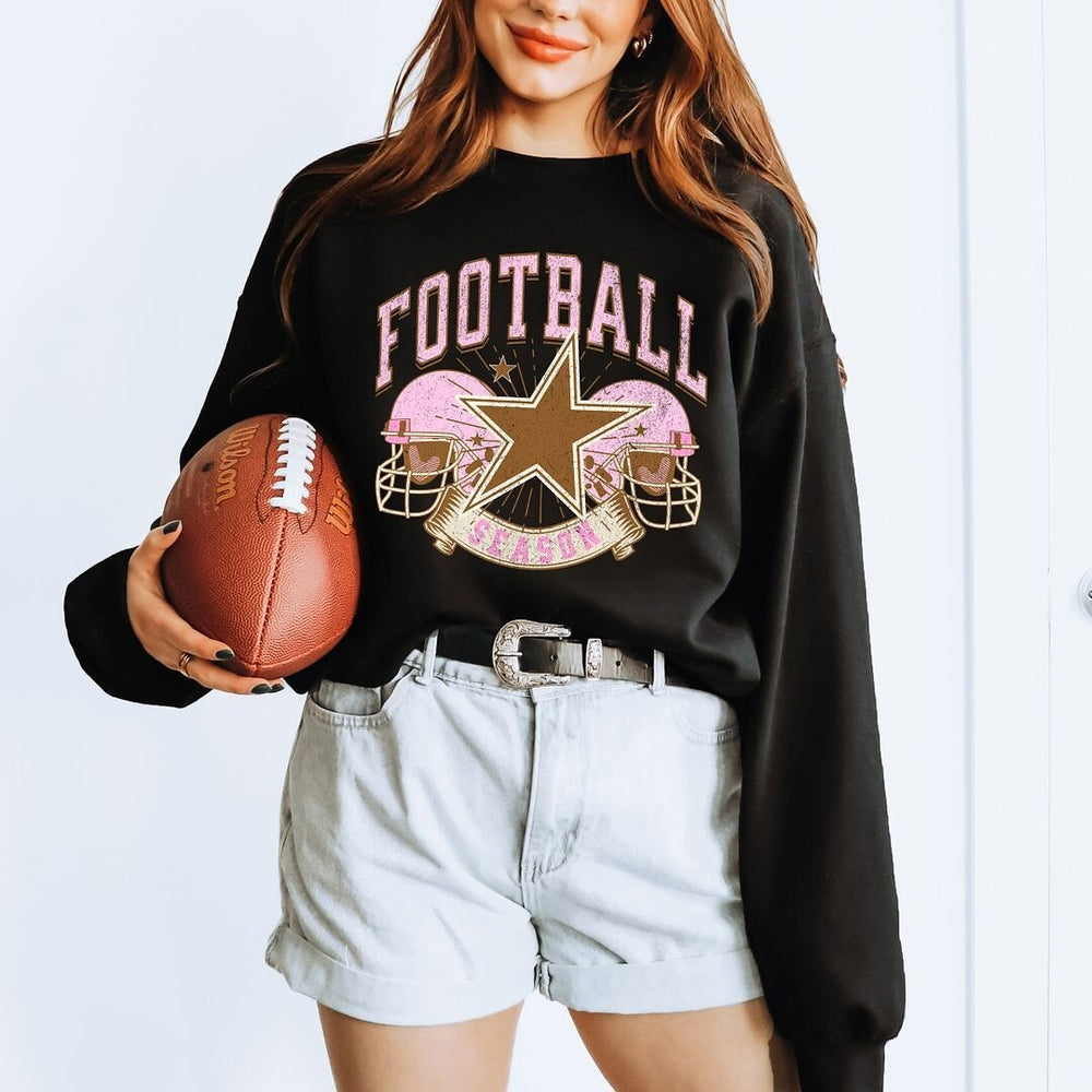 Football Season Pink Helmet Graphic Sweatshirt