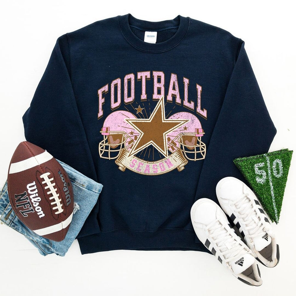 Football Season Pink Helmet Graphic Sweatshirt