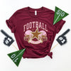 Football Season Pink Helmet Short Sleeve Crewnneck Tee