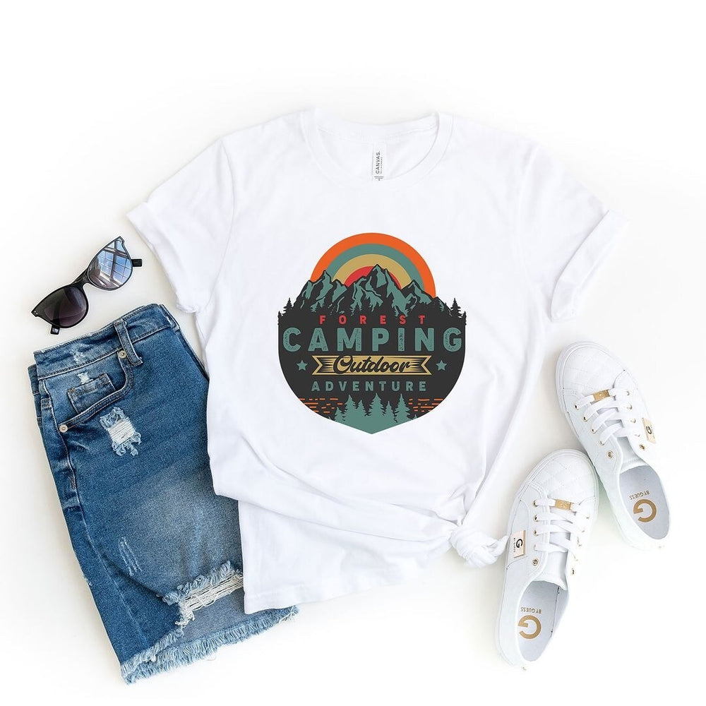 Forest Camping Badge Short Sleeve Crewnneck Tee