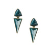 Forest Green Goldtone Triangle Drop Earrings