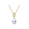 Freshwater Pearl & 18k Gold-Plated Baguette Pendant Necklace - White