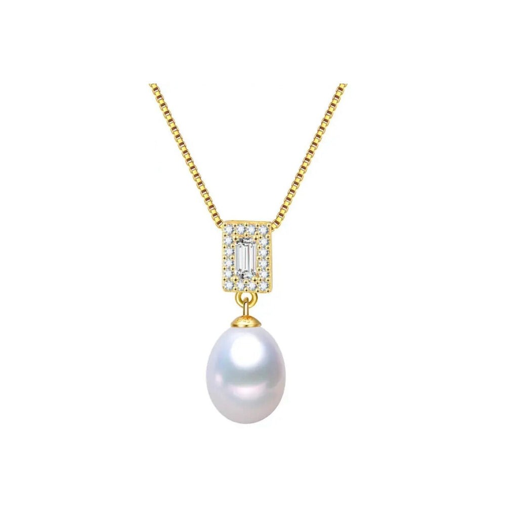 Freshwater Pearl & 18k Gold-Plated Baguette Pendant Necklace - White