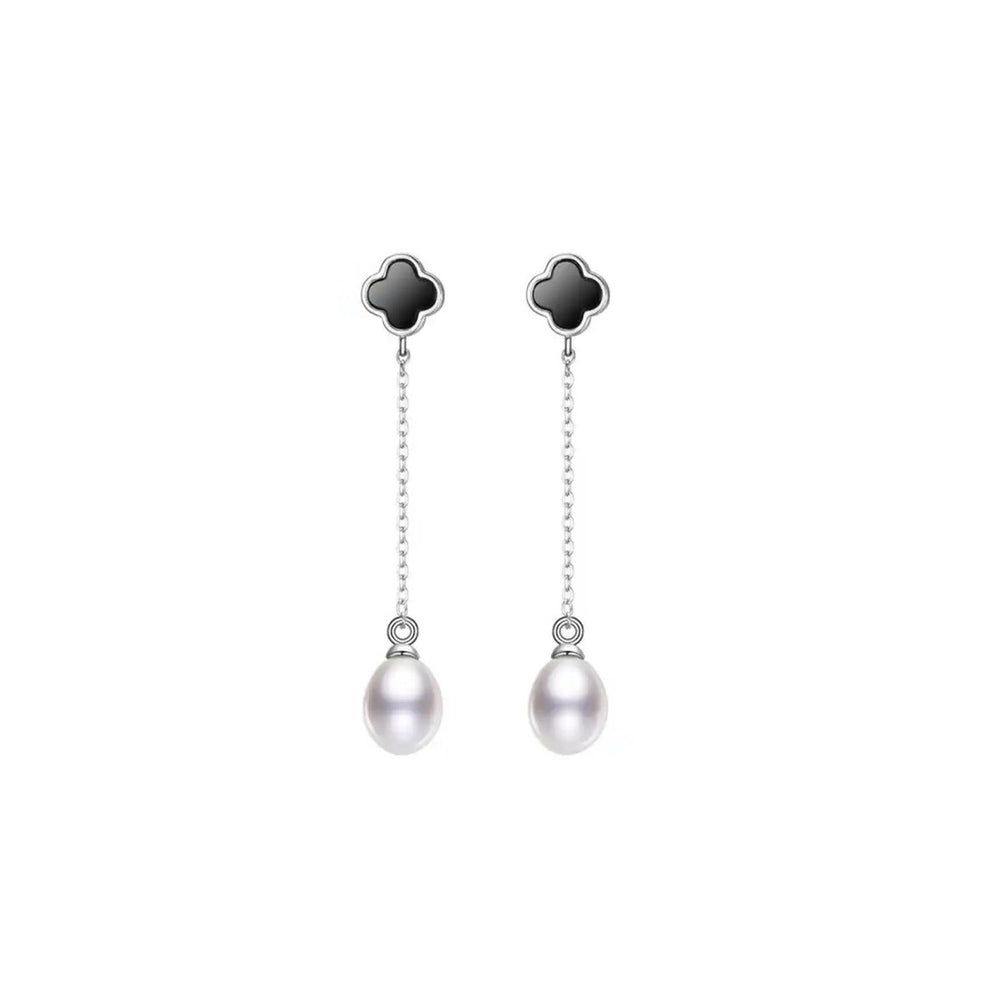 Freshwater Pearl & Sterling Silver Chain Drop Earrings