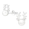 Freshwater Pearl & Sterling Silver Reindeer Stud Earrings