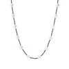 Freshwater Pearl and Black Spinel Beaded Sterling Silver Station Necklace