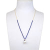 Freshwater Pearl and Lapis Beaded Pendant Necklace