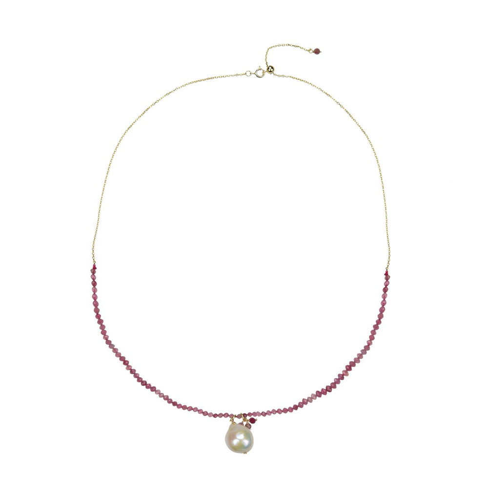 Freshwater Pearl and Tourmaline Beaded Pendant Necklace