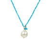 Freshwater Pearl and Turquoise Adjustable Pendant Necklace