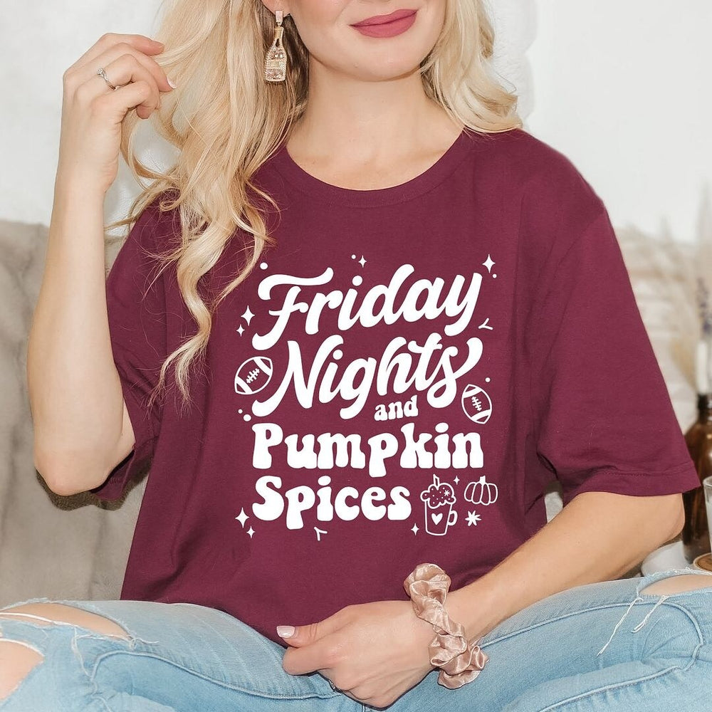 Friday Nights And Pumpkin Spices Short Sleeve Crewnneck Tee