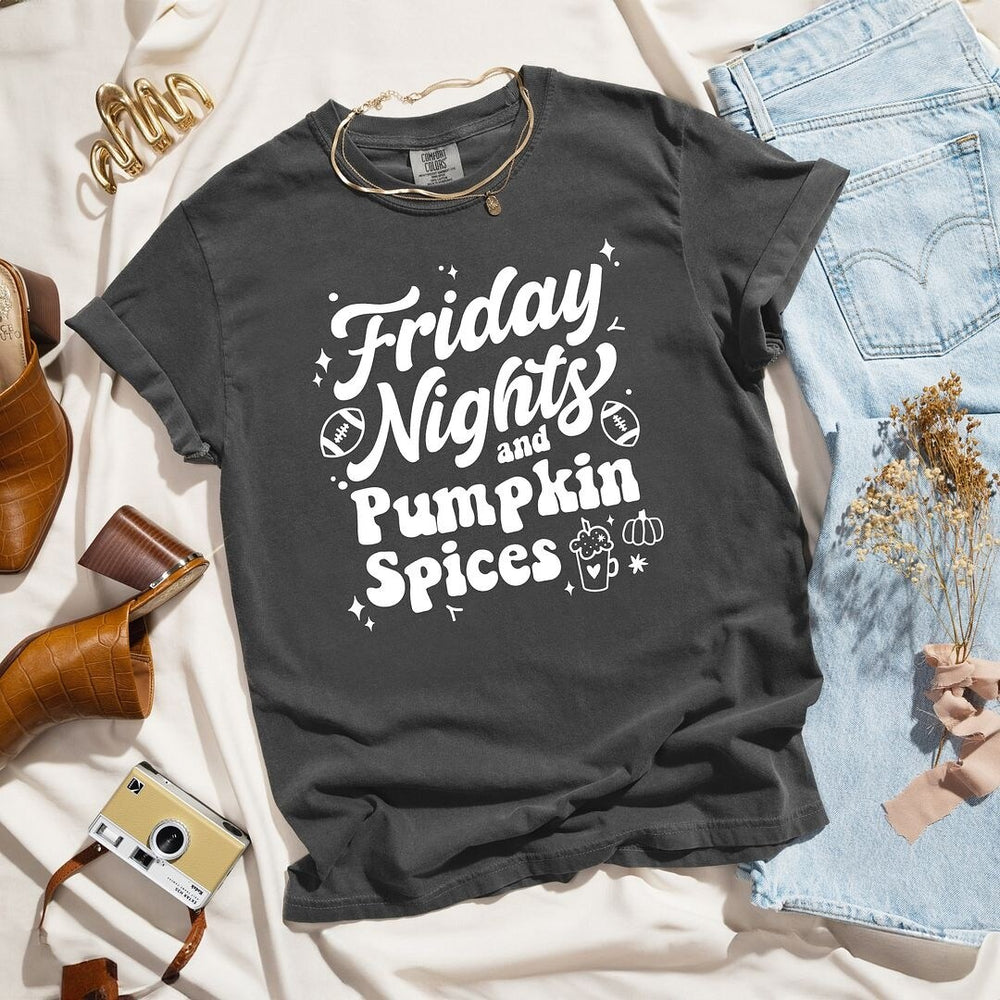 Friday Nights and Pumpkin Spices Garment Dyed Tee