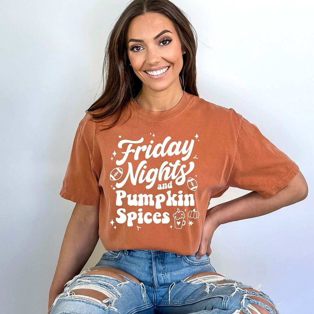 Friday Nights and Pumpkin Spices Garment Dyed Tee