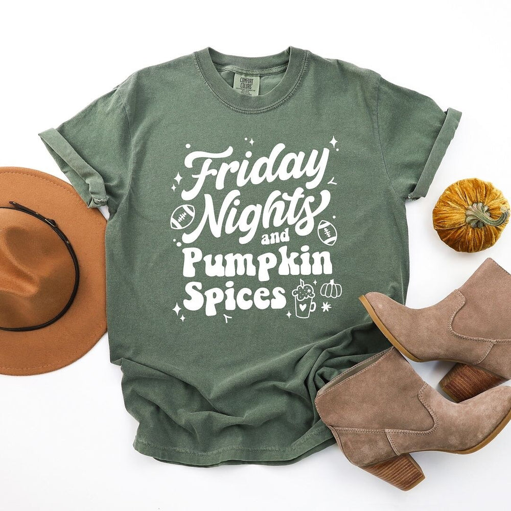 Friday Nights and Pumpkin Spices Garment Dyed Tee