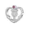 Fuchsia Cubic Zirconia & Sterling Silver Anchor Heart Charm