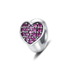 Fuchsia Cubic Zirconia & Sterling Silver Heart Charm