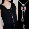 Fuchsia Tulip Crystal Long Necklace - White