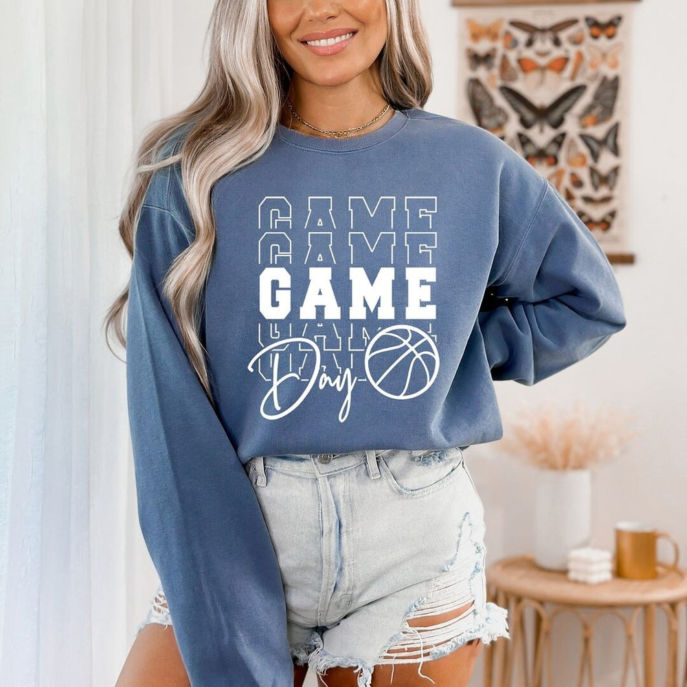 Game Day Stacked Basketball Garment Dyed Sweatshirt