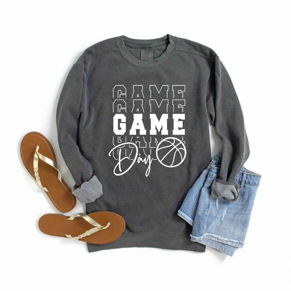 Game Day Stacked Basketball Garment Dyed Sweatshirt