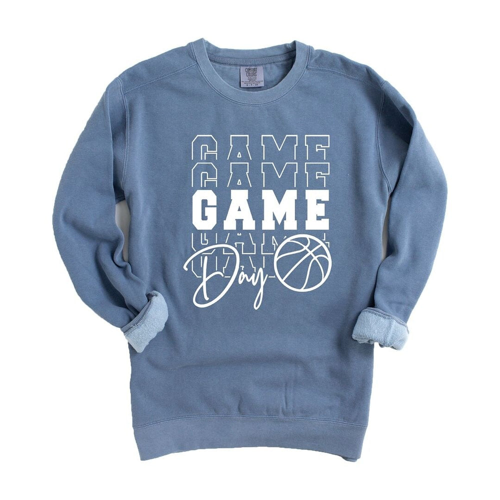 Game Day Stacked Basketball Garment Dyed Sweatshirt