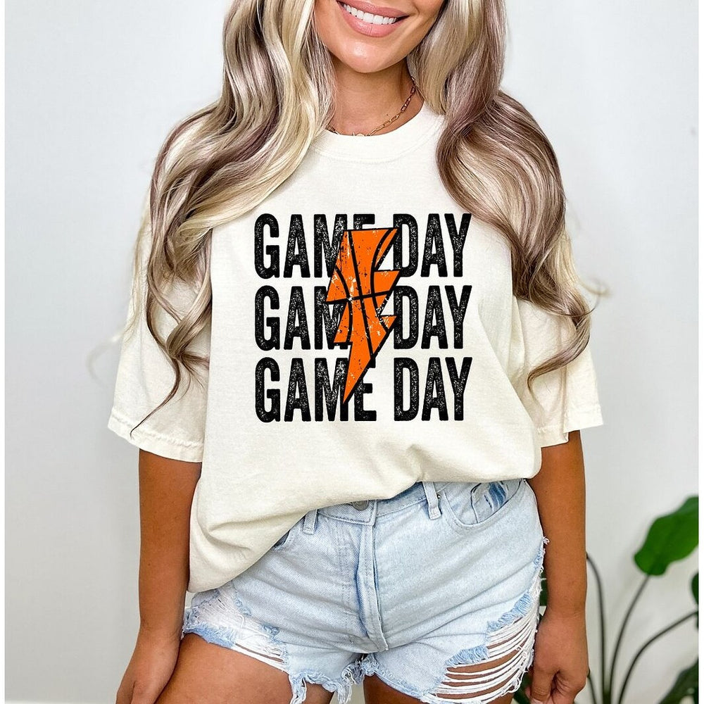 Game Day Stacked Lightning Bolt Garment Dyed Tee