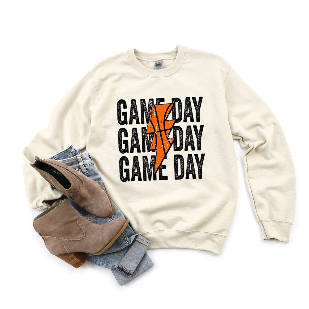 Game Day Stacked Lightning Bolt Graphic Sweatshirt